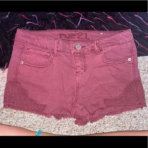 Rue 21 red jean shorts size 3/4